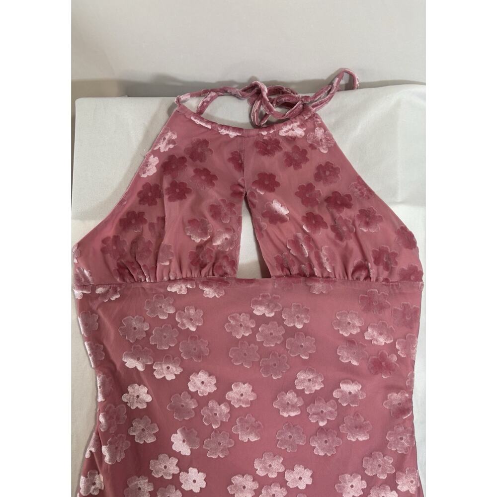 Daisy Street Pink Floral Halter Mini Dress Y2K Coquette Bodycon M Festival Rave - Picture 3 of 9